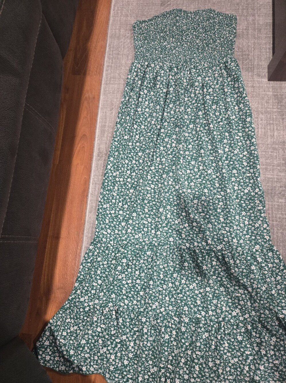 Shein Green Floral Long Dress Women Size M